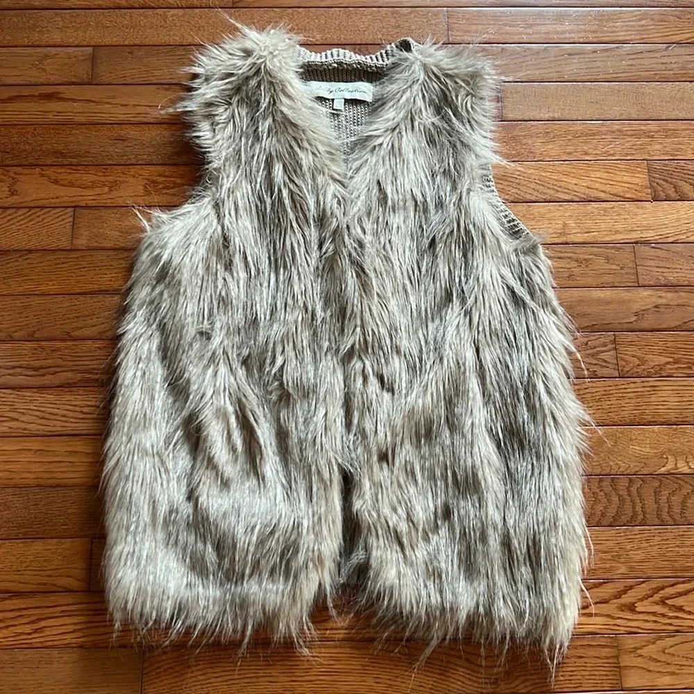 Debby Collection Faur Long Hair‎ Animal Fur size XL Vest back sweater polyester